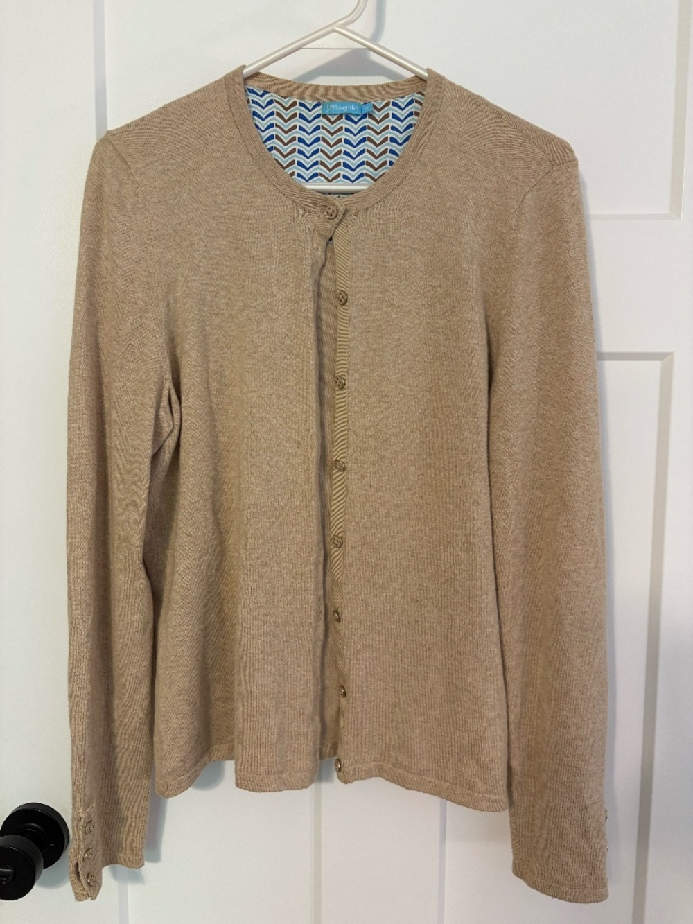 J. McLaughlin Sweater Cardigan Womens M Tan Cotton Modal Crewneck Knit NWOT
